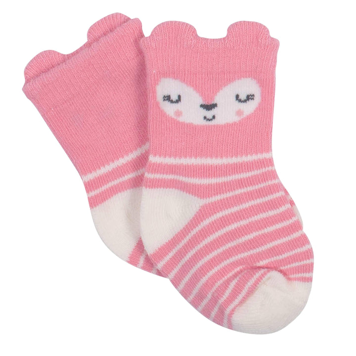 6-Pack Baby Girls Fox Jersey Crew Wiggle-Proof™ Socks-Gerber Childrenswear