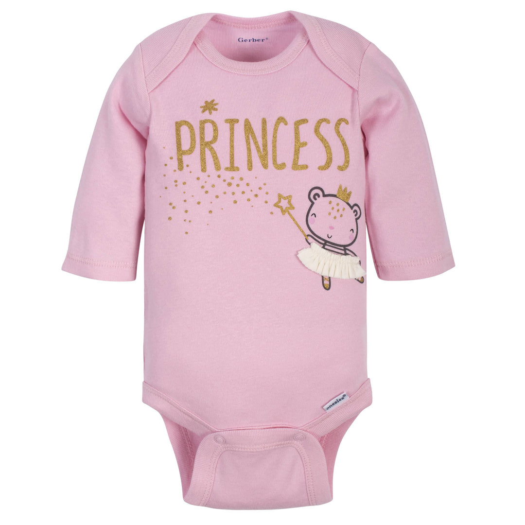 5-Pack Baby Girls Princess Long Sleeve Onesies® Bodysuits-Gerber Childrenswear