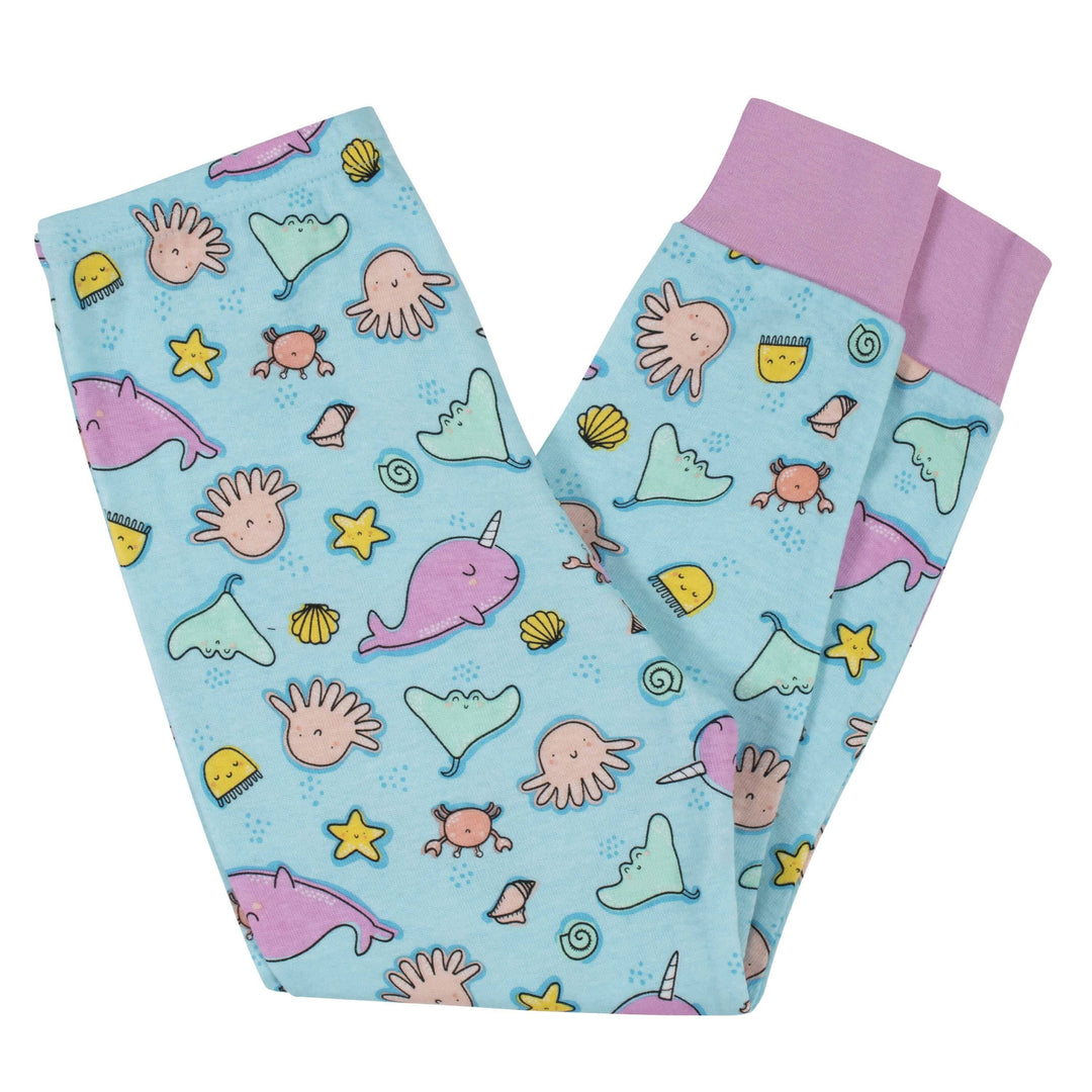 4-Piece Girls Narwhal Snug Fit Cotton Pajamas-Gerber Childrenswear