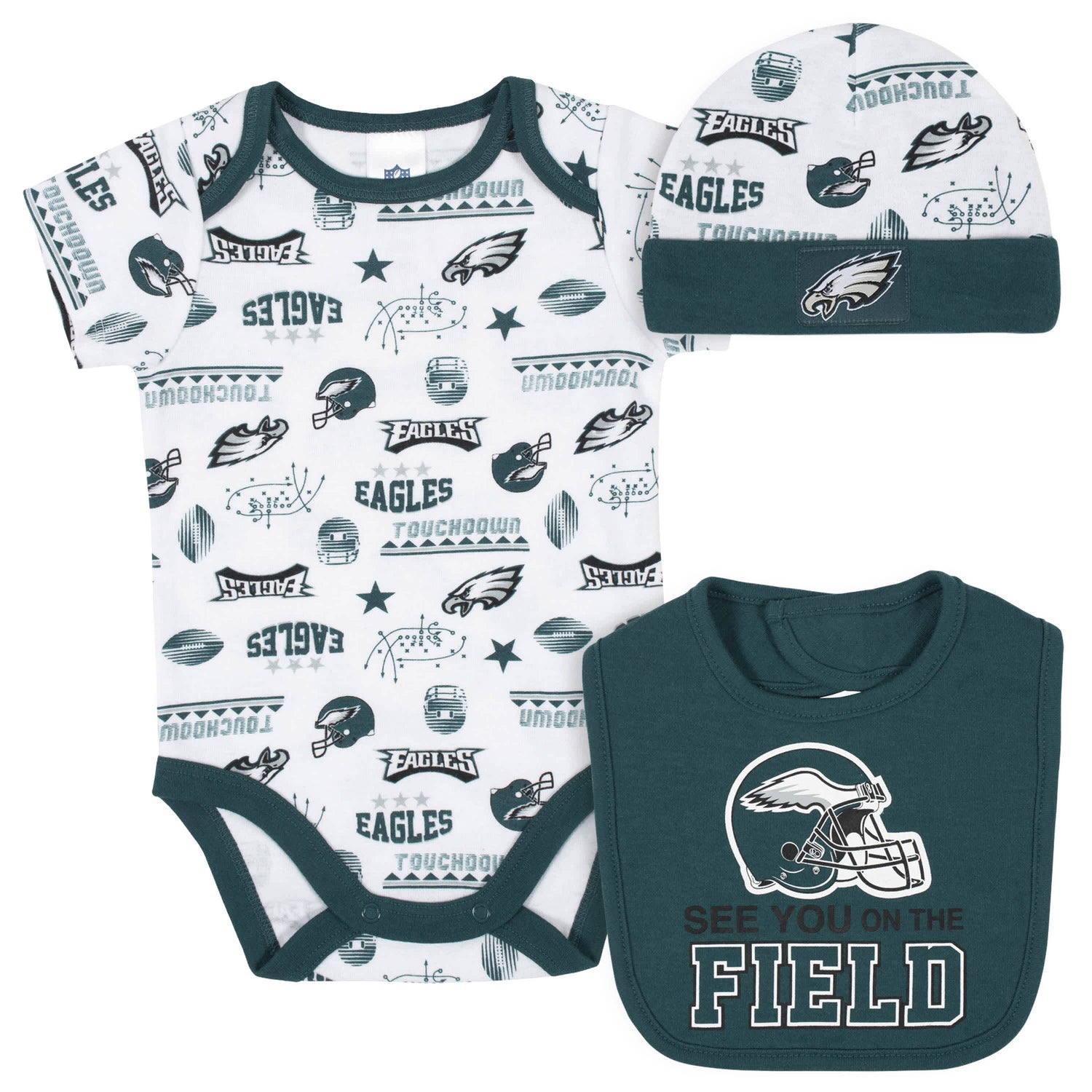 NFL Boys' Bodysuit Gown and Cap Set