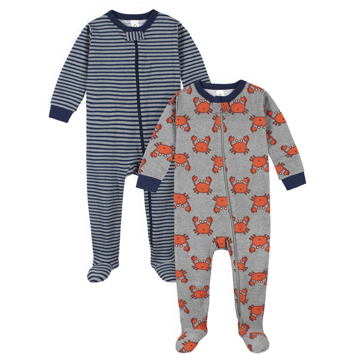 4-Pack Boys Safari Animals & Crab Snug Fit Footed Cotton Pajamas-Gerber Childrenswear